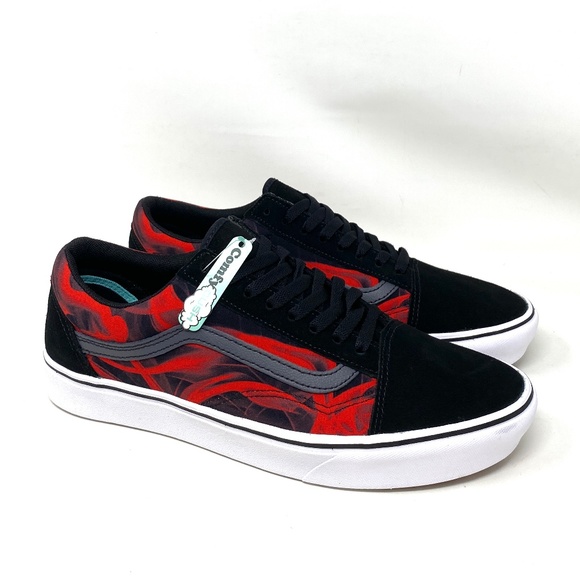 VANS Old Skool ComfyCush Low Black Red Men Suede Canvas Size Sneaker VN0A5DYCY09 - Picture 2 of 10